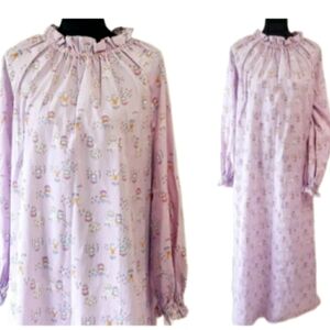 Vtg Handmade 1970's Lilac Raggedy Ann Print Prairie Style Maxi Dress